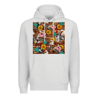 Dove Grey cow and western seamless pattern Premium Hoodie - BundleAndBundleShop