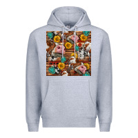 Heather Grey cow and western seamless pattern Premium Hoodie - BundleAndBundleShop