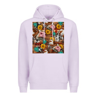 Lilac cow and western seamless pattern Premium Hoodie - BundleAndBundleShop