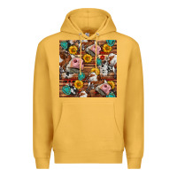 Mustard cow and western seamless pattern Premium Hoodie - BundleAndBundleShop