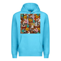 Ocean Blue cow and western seamless pattern Premium Hoodie - BundleAndBundleShop