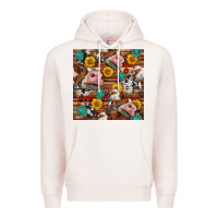 Pale Pink cow and western seamless pattern Premium Hoodie - BundleAndBundleShop