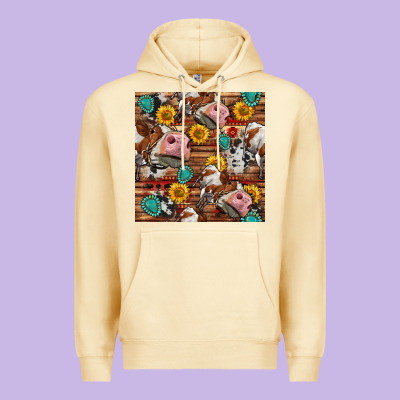 Cow And Western Seamless Pattern Premium Hoodie Designed By Bundleandbundleshop