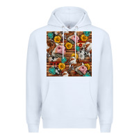 White cow and western seamless pattern Premium Hoodie - BundleAndBundleShop