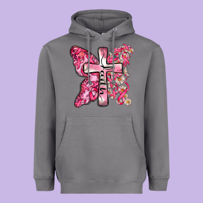 Faith Cancer Cross Heavyweight Hoodie Designed By Zillion Design Studio