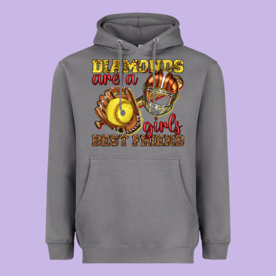 Heavyweight Hoodie diamonds are a girls best friend softball
