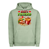 Pigment Oil Green best friend hamburger potatoes Urban Hoodie - AdoDesignShop