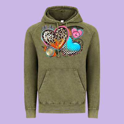 Western Leopard  Racing  Hearts Vintage Hoodie Designed By Adodesignshop