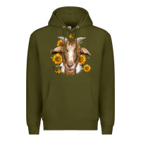 Army Green sunflower goat Premium Hoodie - Jasminsmagicworld