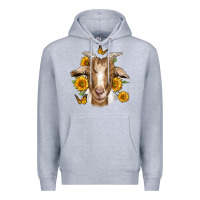 Heather Grey sunflower goat Premium Hoodie - Jasminsmagicworld