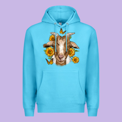 Sunflower Goat Premium Hoodie Designed By Jasminsmagicworld