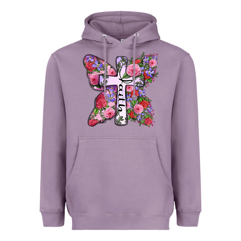 Faith Butterfly Cross Heavyweight Hoodie by Zillion Design Studio | Teevron