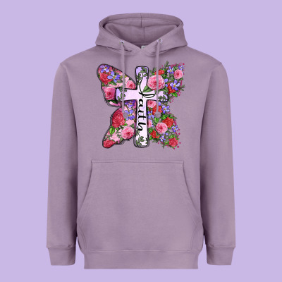 Faith Butterfly Cross Heavyweight Hoodie Designed By Zillion Design Studio