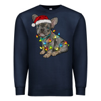 Navy christmas french bulldog Premium Sweatshirt - RanaPortraitStore