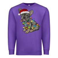 Purple christmas french bulldog Premium Sweatshirt - RanaPortraitStore