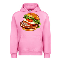 Fuchsia Pink American hamburger Urban Hoodie - AdoDesignShop
