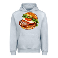 Heather Grey American hamburger Urban Hoodie - AdoDesignShop