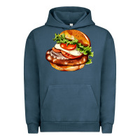 Pigment Midnight Navy American hamburger Urban Hoodie - AdoDesignShop