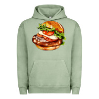 Pigment Oil Green American hamburger Urban Hoodie - AdoDesignShop