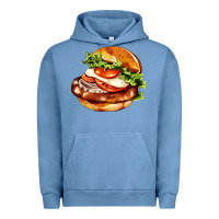 Pigment Pebble Blue American hamburger Urban Hoodie - AdoDesignShop