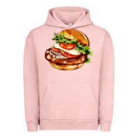 Pigment Salmon American hamburger Urban Hoodie - AdoDesignShop