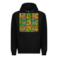 Black sunflower and cactus seamless pattern Premium Hoodie - BundleAndBundleShop