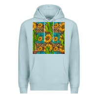 Blue Mist sunflower and cactus seamless pattern Premium Hoodie - BundleAndBundleShop