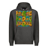 Charcoal Heather sunflower and cactus seamless pattern Premium Hoodie - BundleAndBundleShop