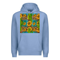 Colony Blue sunflower and cactus seamless pattern Premium Hoodie - BundleAndBundleShop