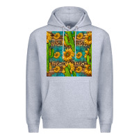 Heather Grey sunflower and cactus seamless pattern Premium Hoodie - BundleAndBundleShop