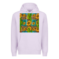Lilac sunflower and cactus seamless pattern Premium Hoodie - BundleAndBundleShop