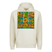 Oatmeal Heather sunflower and cactus seamless pattern Premium Hoodie - BundleAndBundleShop