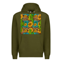 Army Green sunflower and cactus seamless pattern Premium Hoodie - BundleAndBundleShop