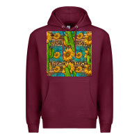 Burgundy sunflower and cactus seamless pattern Premium Hoodie - BundleAndBundleShop
