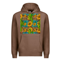 Chestnut sunflower and cactus seamless pattern Premium Hoodie - BundleAndBundleShop