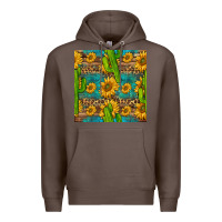 Coffee sunflower and cactus seamless pattern Premium Hoodie - BundleAndBundleShop
