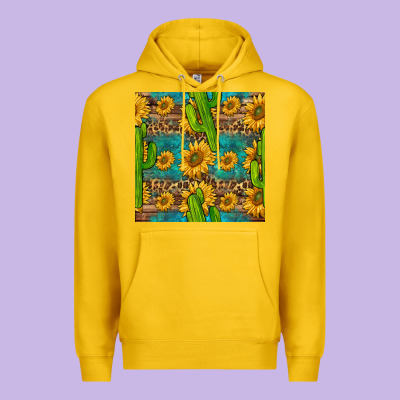 Sunflower And Cactus Seamless Pattern Premium Hoodie Designed By Bundleandbundleshop