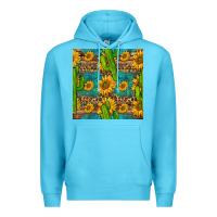 Ocean Blue sunflower and cactus seamless pattern Premium Hoodie - BundleAndBundleShop