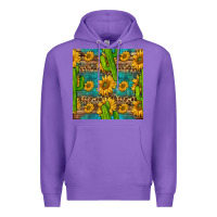 Purple sunflower and cactus seamless pattern Premium Hoodie - BundleAndBundleShop