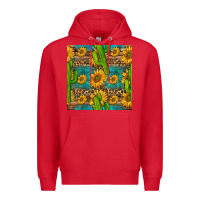 Red sunflower and cactus seamless pattern Premium Hoodie - BundleAndBundleShop