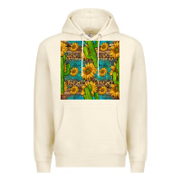 Sandshell sunflower and cactus seamless pattern Premium Hoodie - BundleAndBundleShop