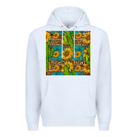 White sunflower and cactus seamless pattern Premium Hoodie - BundleAndBundleShop