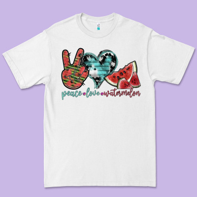 Peace Love Watermelon Premium Tee Designed By Sublimationcraftshop