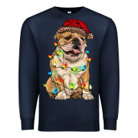 Navy christmas bulldog Premium Sweatshirt - RanaPortraitStore