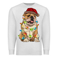 Oatmeal Heather christmas bulldog Premium Sweatshirt - RanaPortraitStore
