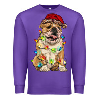 Purple christmas bulldog Premium Sweatshirt - RanaPortraitStore
