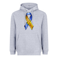 Heather Grey down syndrome ribbon softball Heavyweight Hoodie - texasbilliewilder