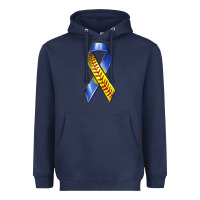 Navy down syndrome ribbon softball Heavyweight Hoodie - texasbilliewilder