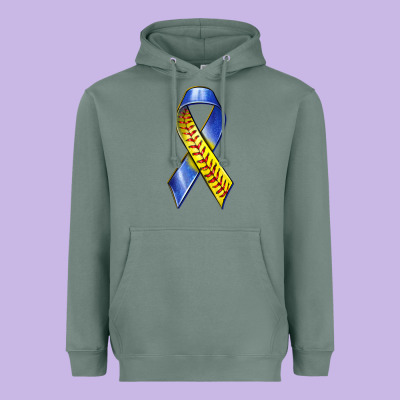 Heavyweight Hoodie down syndrome ribbon softball