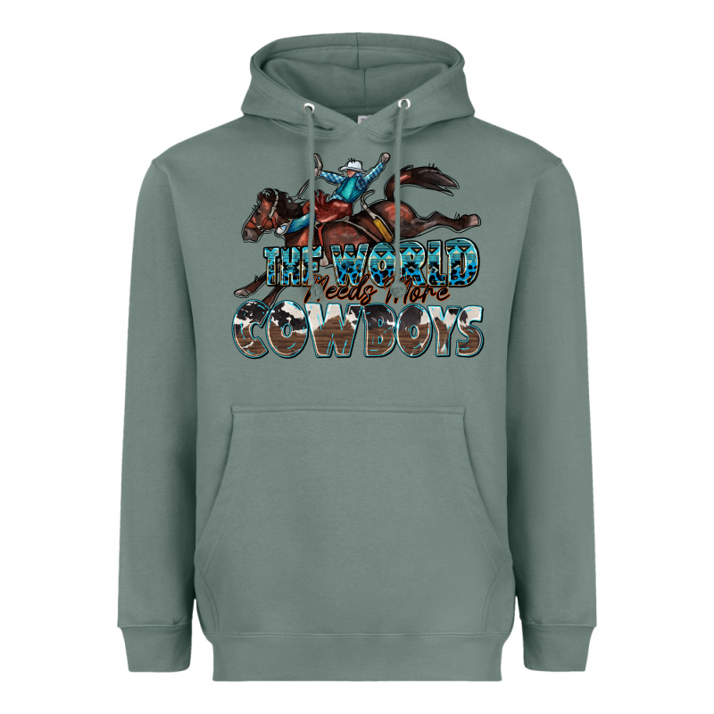 The World Needs More Cowboys Heavyweight Hoodie by Zillion Design Studio | Teevron